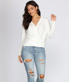 Knit Wrap Front Blouse