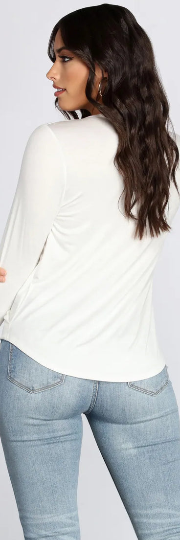 Knit Wrap Front Blouse