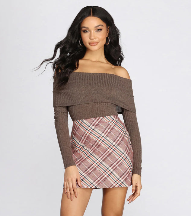 Ribbed Knit Off The Shoulder Top