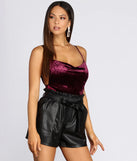 Velvet Cowl Neck Bodysuit