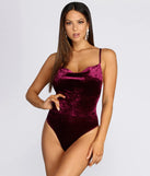 Velvet Cowl Neck Bodysuit