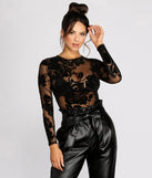 Flocked Mesh Floral Bodysuit