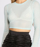 Sheer She Goes Mesh Rhinestone Crop Top