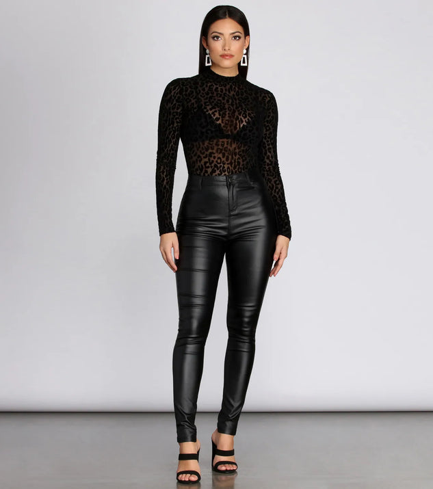 Dessus Dessous フロッキー柄　レオタード　BLACK Mサイズ Spot Me Leopard Bodysuit | Windsor