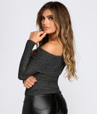 Off Shoulder Ribbed Sweater