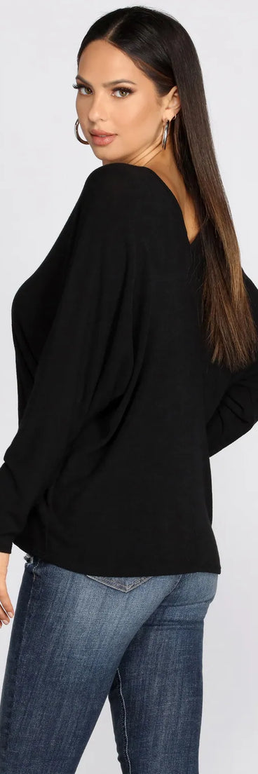 Keep Knit Casual V Neck Top