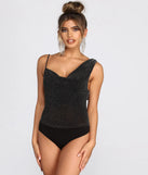 One Shoulder Cowl Neck Bodysuit