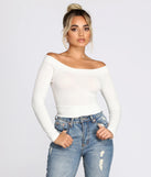 Off The Shoulder Brushed Knit Crop Top