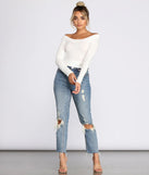 Off The Shoulder Brushed Knit Crop Top