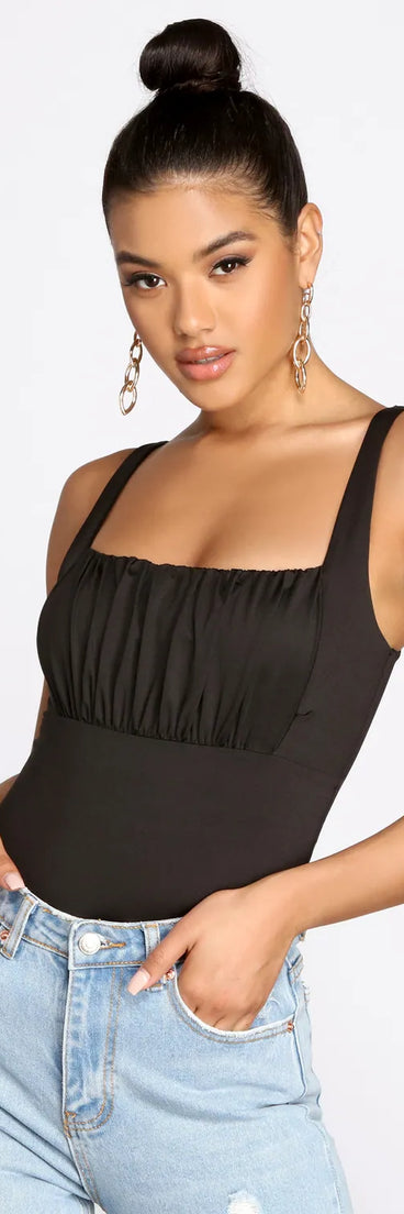 Ruched Detail Knit Bodysuit