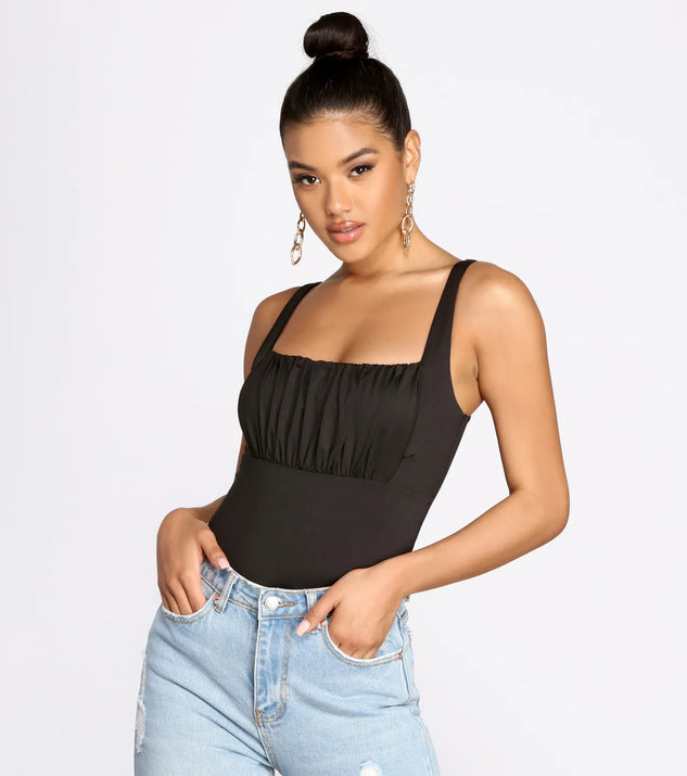Ruched Detail Knit Bodysuit