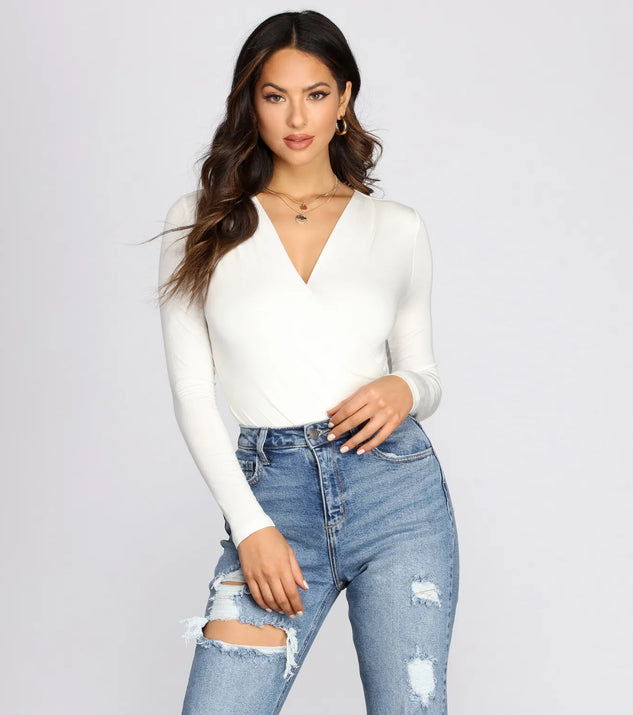 Wrapped In Basics Surplice Bodysuit