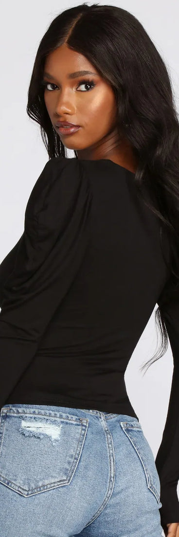 Owning Knit Puff Sleeve Top