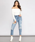 Off The Shoulder Merrow Hem Bodysuit