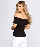 Ribbed Off Shoulder Crossover Top