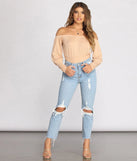 All About Knit Ribbed Off Shoulder Top