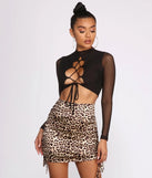 Lace Up In Mesh Crop Top