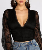 Time And Lace Deep V Crop Top