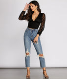 Time And Lace Deep V Crop Top