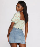 Ditsy Floral Puff Sleeve Crop Top