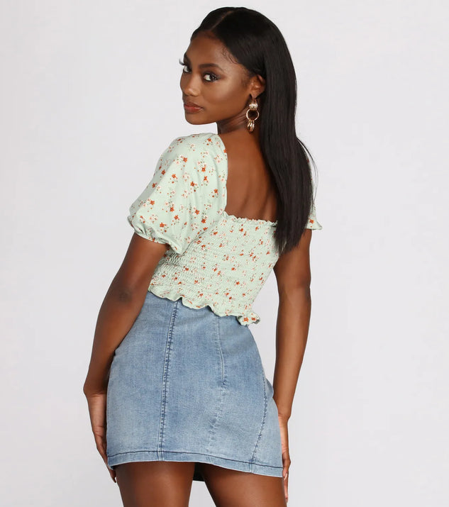 Ditsy Floral Puff Sleeve Crop Top | Windsor