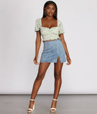 Ditsy Floral Puff Sleeve Crop Top