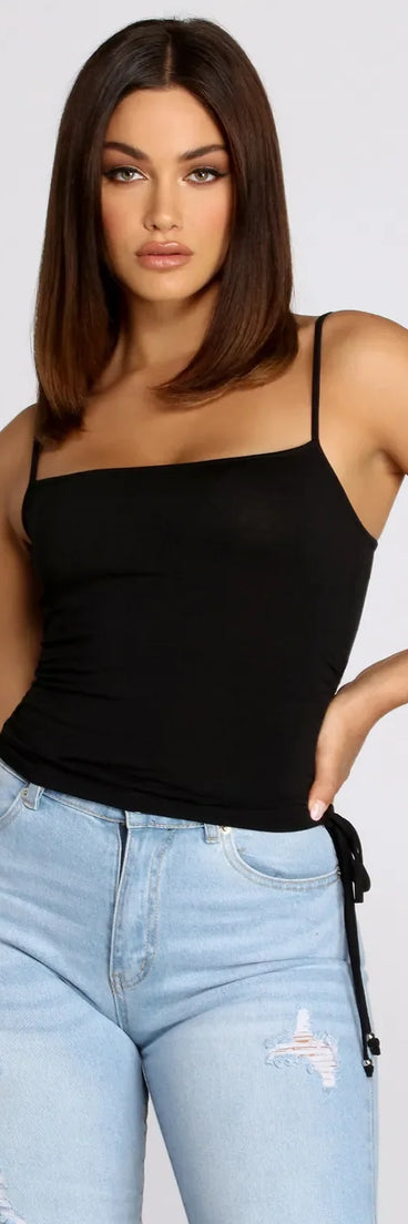Drawstring Hem Casual Cami