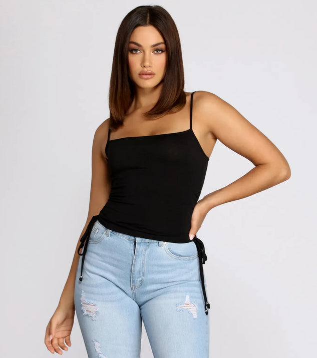 Drawstring Hem Casual Cami