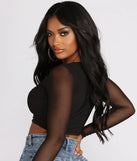Lace Up Mesh Crop Top