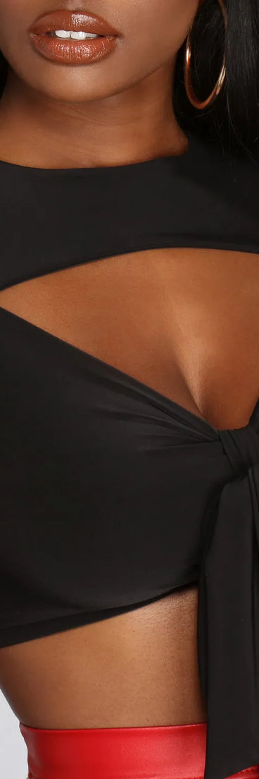 Tie Front Cut Out Crop Top