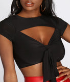 Tie Front Cut Out Crop Top