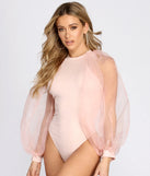 Sheer Perfection Puff Sleeve Bodysuit