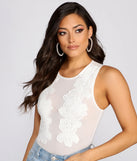 Floral Applique Mesh Bodysuit