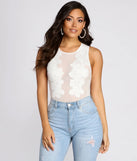 Floral Applique Mesh Bodysuit