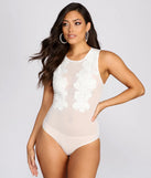 Floral Applique Mesh Bodysuit