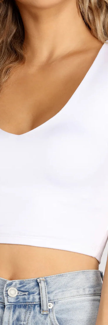 Basic V Neck Crop Top