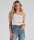 One Shoulder Tie Waist Crop Top