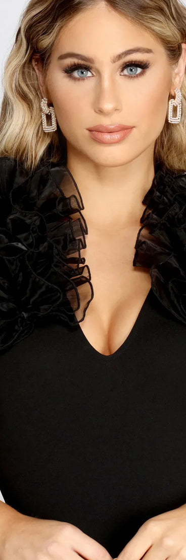 Drama Queen Ruffle Detail Bodysuit
