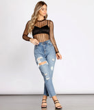 Sheer Striped Mesh Bodysuit