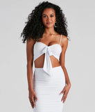 Cropped Ruched Tie Front Top