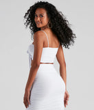 Cropped Ruched Tie Front Top