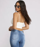 Double Row Tie Front Ribbed Crop Top