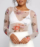 Charming Floral Sheer Mesh Crop Top