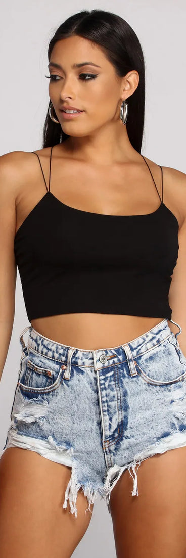 Lace Back Double Strap Crop Top