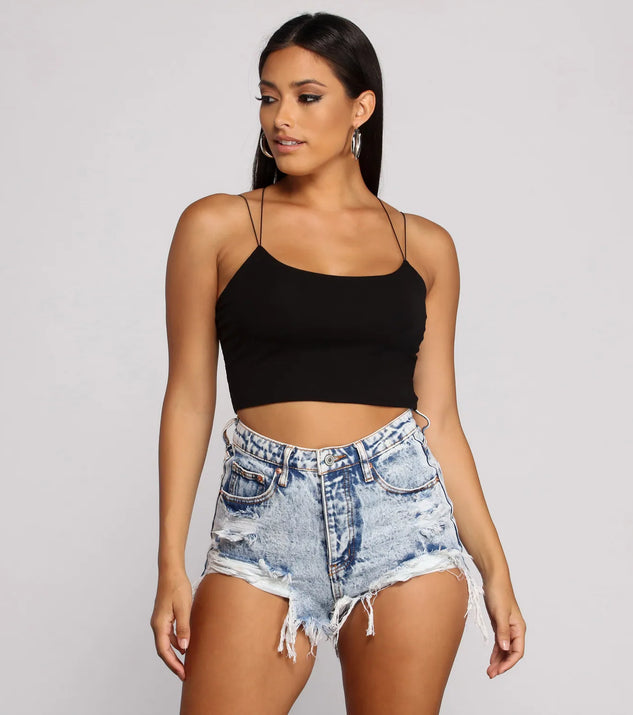 Lace Back Double Strap Crop Top