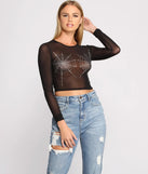 Spook-takular Spiderweb Heat Stone Mesh Top