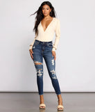 Sultry Deep V Neck Ribbed Bodysuit