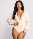Sultry Deep V Neck Ribbed Bodysuit
