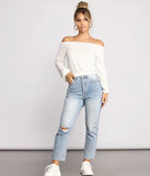 She's A Stunner Off The Shoulder Crop Top