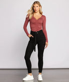 Ruched V Neck Jersey Knit Crop Top